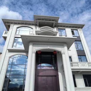 山东白麻别墅外墙干挂石材效果示例