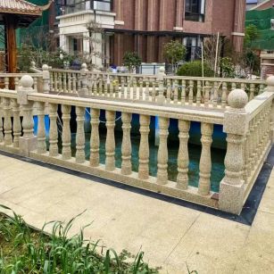 山东黄金麻花岗岩石材栏杆，扶手，将军柱，花瓶柱