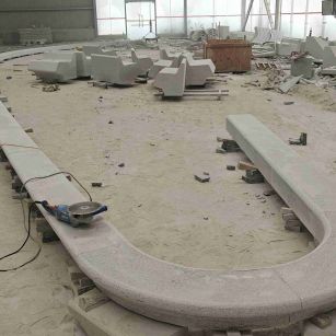 山东 芝麻白花岗岩弧形花坛石，坐凳石