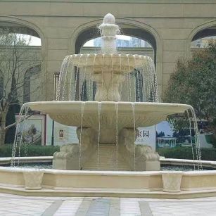 山东 黄金麻花岗岩异型加工——户外庭院石雕流水喷泉