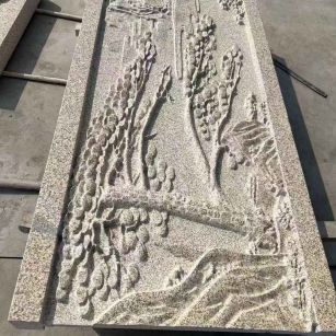 山东 黄金麻雕刻板浮雕迎客松