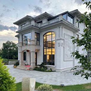 山东 白麻花岗岩私人别墅干挂石材豪华定制