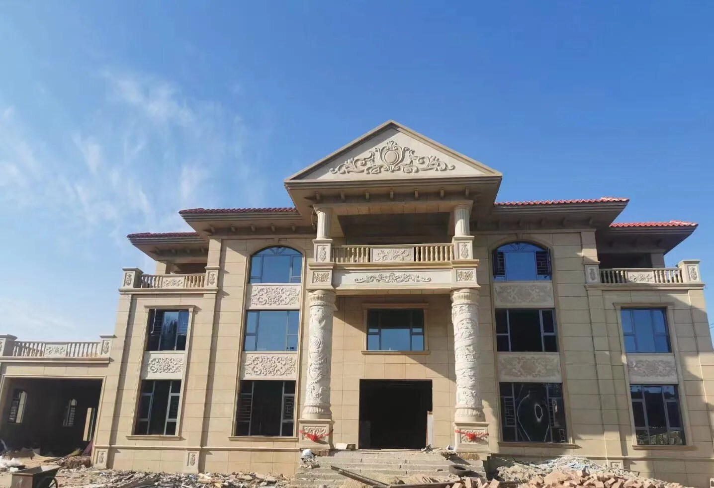 山东 黄金麻花岗岩别墅外墙干挂